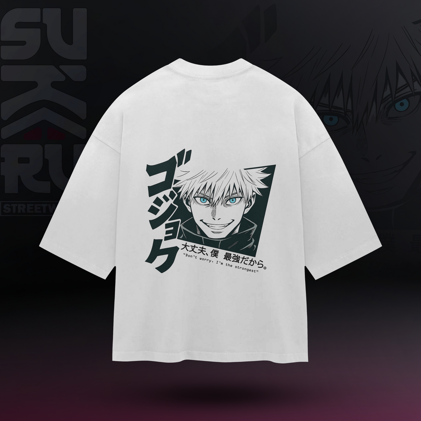 Gojo Satoru T-Shirt – Jujutsu Kaisen – Oversized Drop Shoulder Baggy Fit – Design 002
