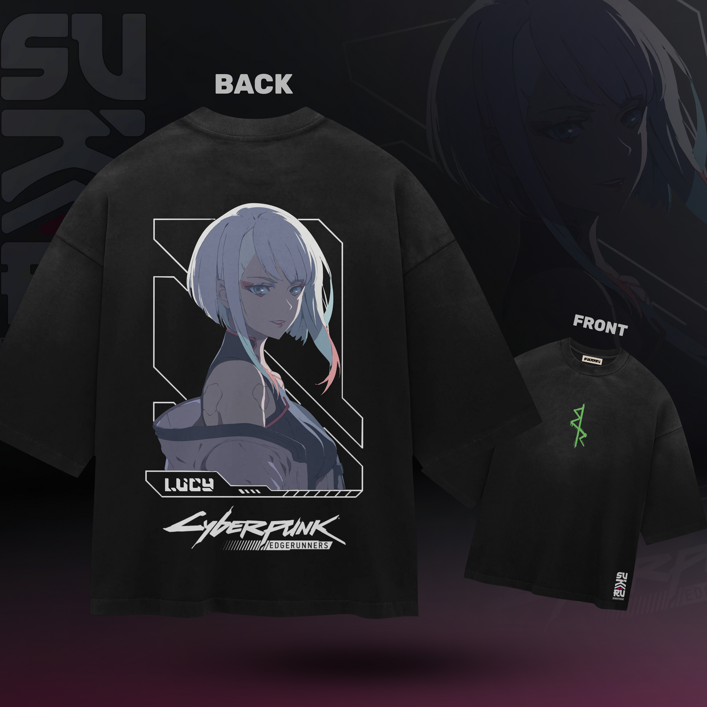 Lucy T-Shirt - Cyberpunk Edgerunners - Oversized Drop Shoulder Baggy Fit