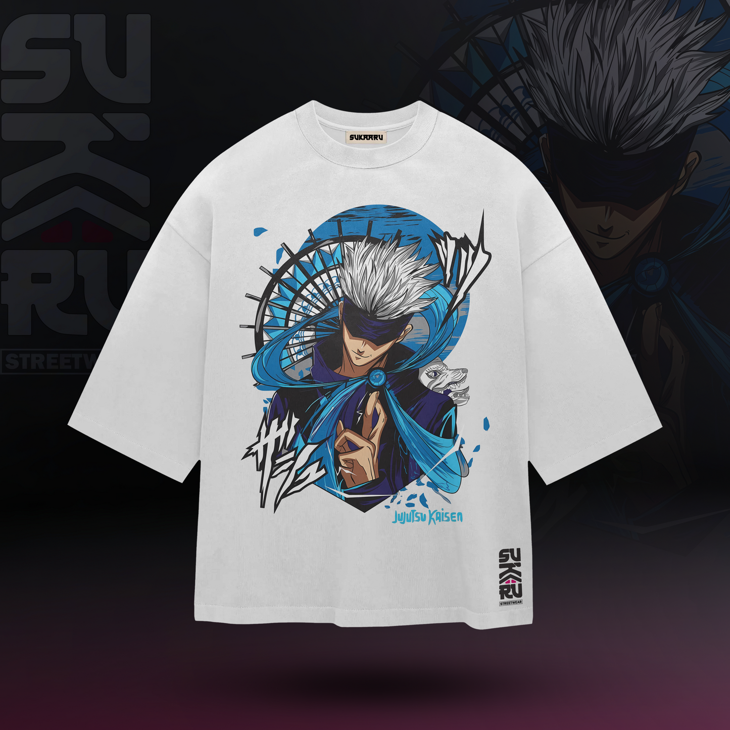 Gojo Satoru T-Shirt – Jujutsu Kaisen – Oversized Drop Shoulder Baggy Fit – Design 005