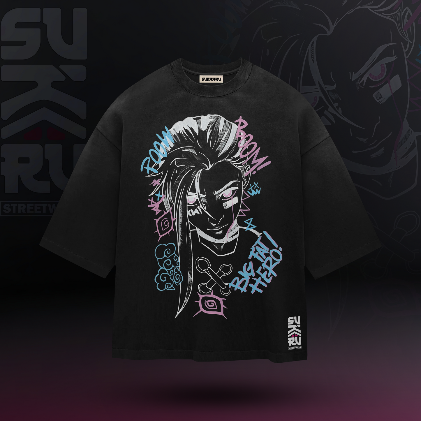 Jinx T-Shirt – Arcane – Oversized Drop Shoulder Baggy Fit – Design 003