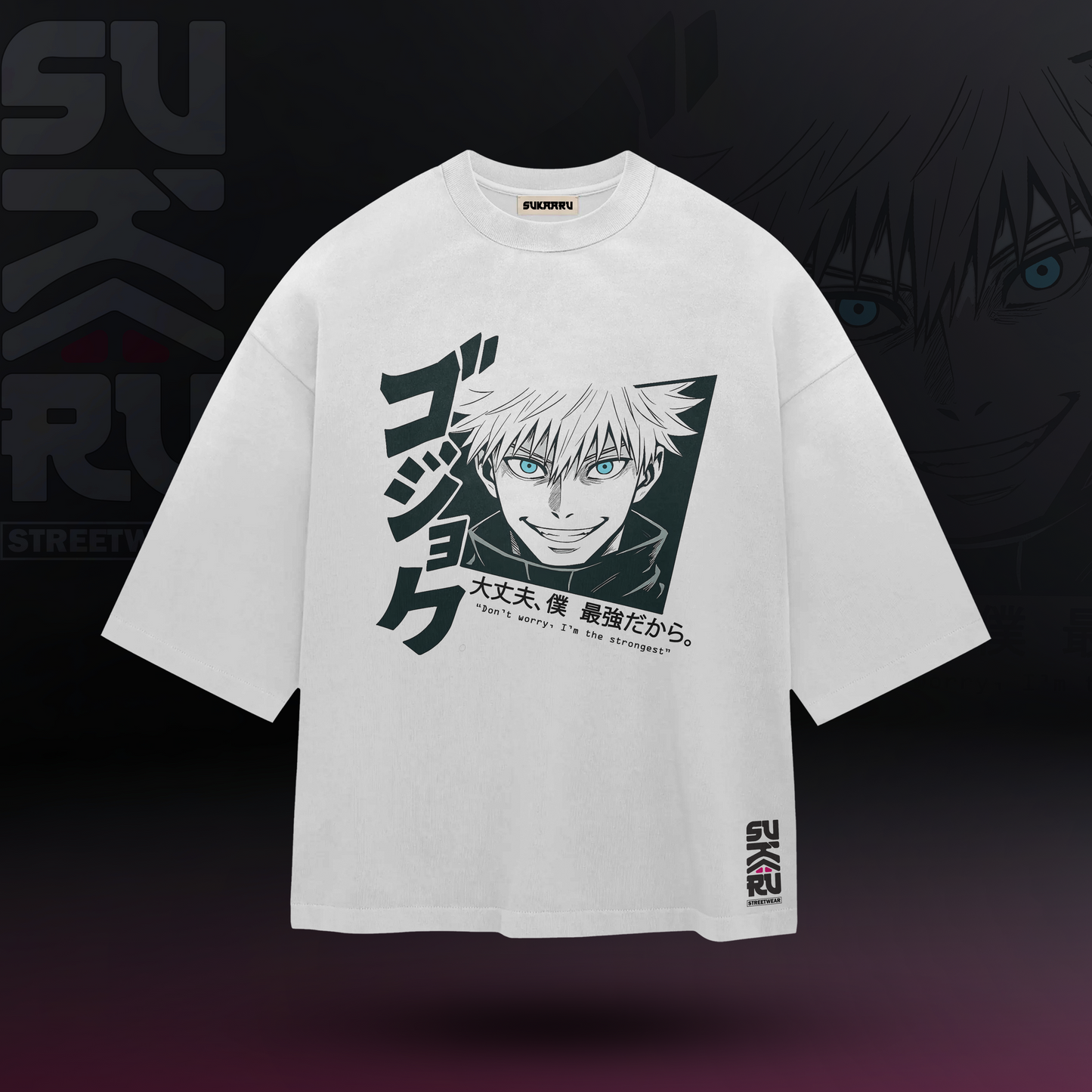 Gojo Satoru T-Shirt – Jujutsu Kaisen – Oversized Drop Shoulder Baggy Fit – Design 002