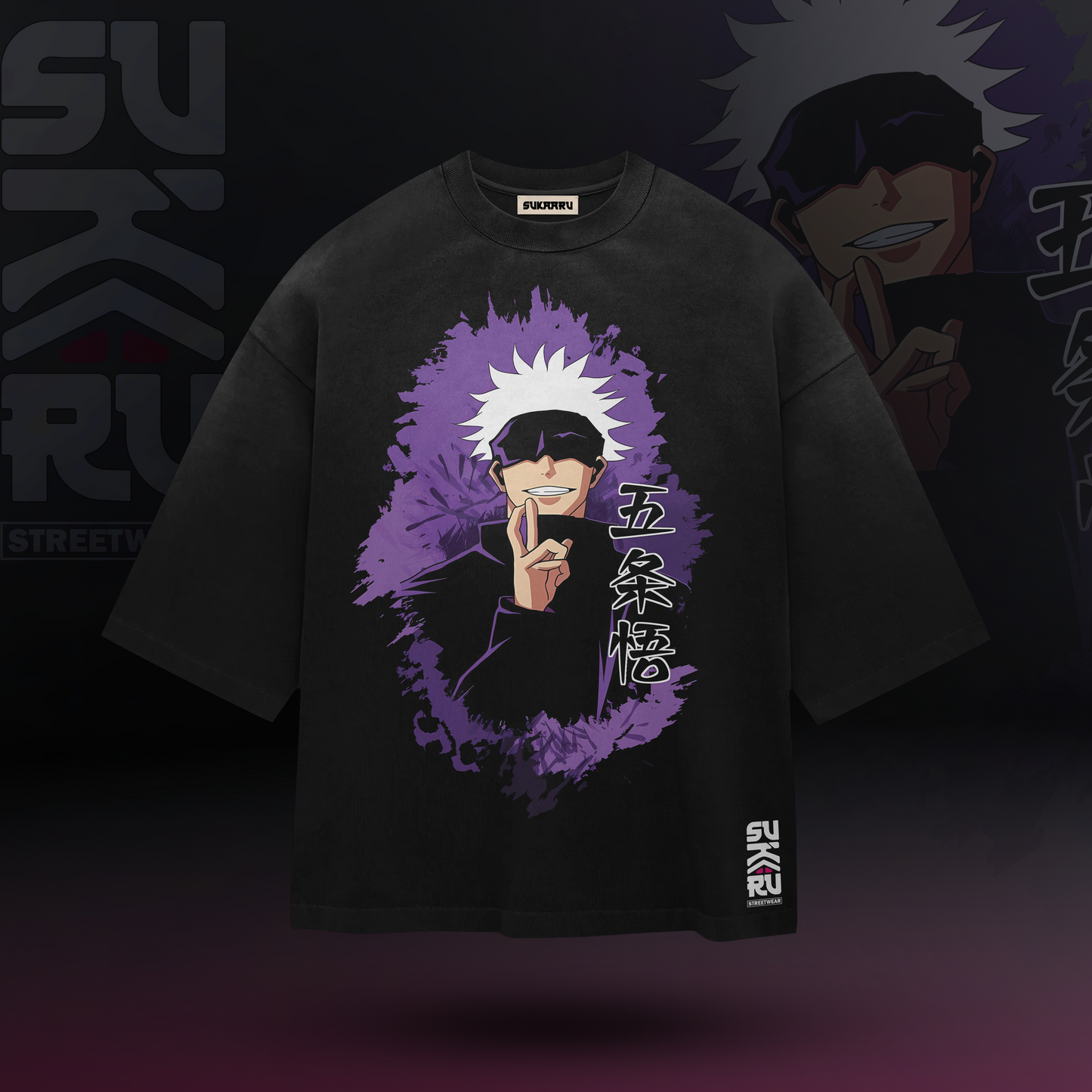 Gojo Satoru T-Shirt – Jujutsu Kaisen – Oversized Drop Shoulder Baggy Fit – Design 004