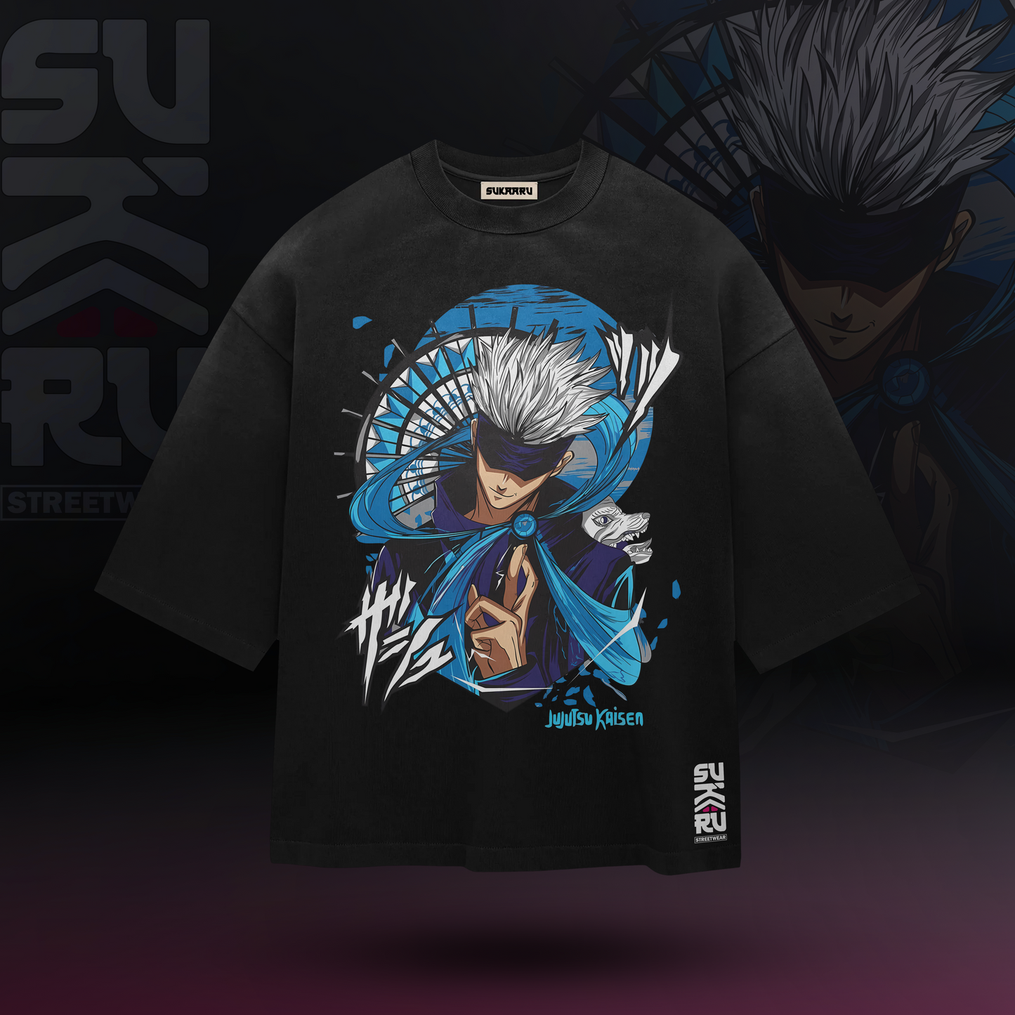 Gojo Satoru T-Shirt – Jujutsu Kaisen – Oversized Drop Shoulder Baggy Fit – Design 005