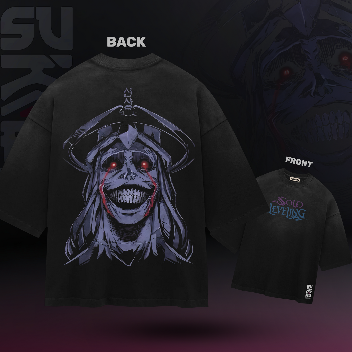 God Statue T-Shirt - Solo Levelling Arise - Oversized Drop Shoulder Baggy Fit