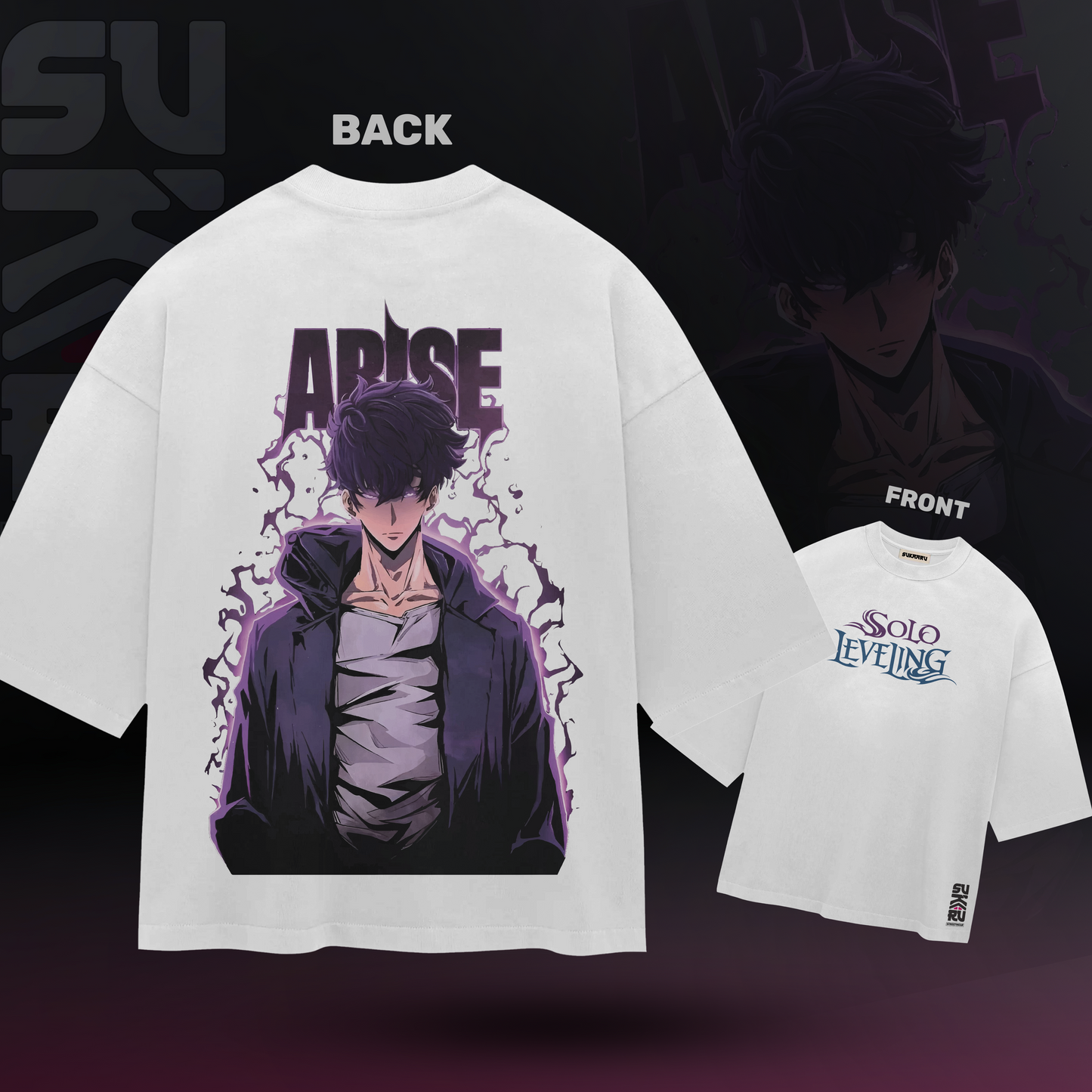 Sung Jinwoo T-Shirt - Solo Levelling Arise - Oversized Drop Shoulder Baggy Fit – Design 001