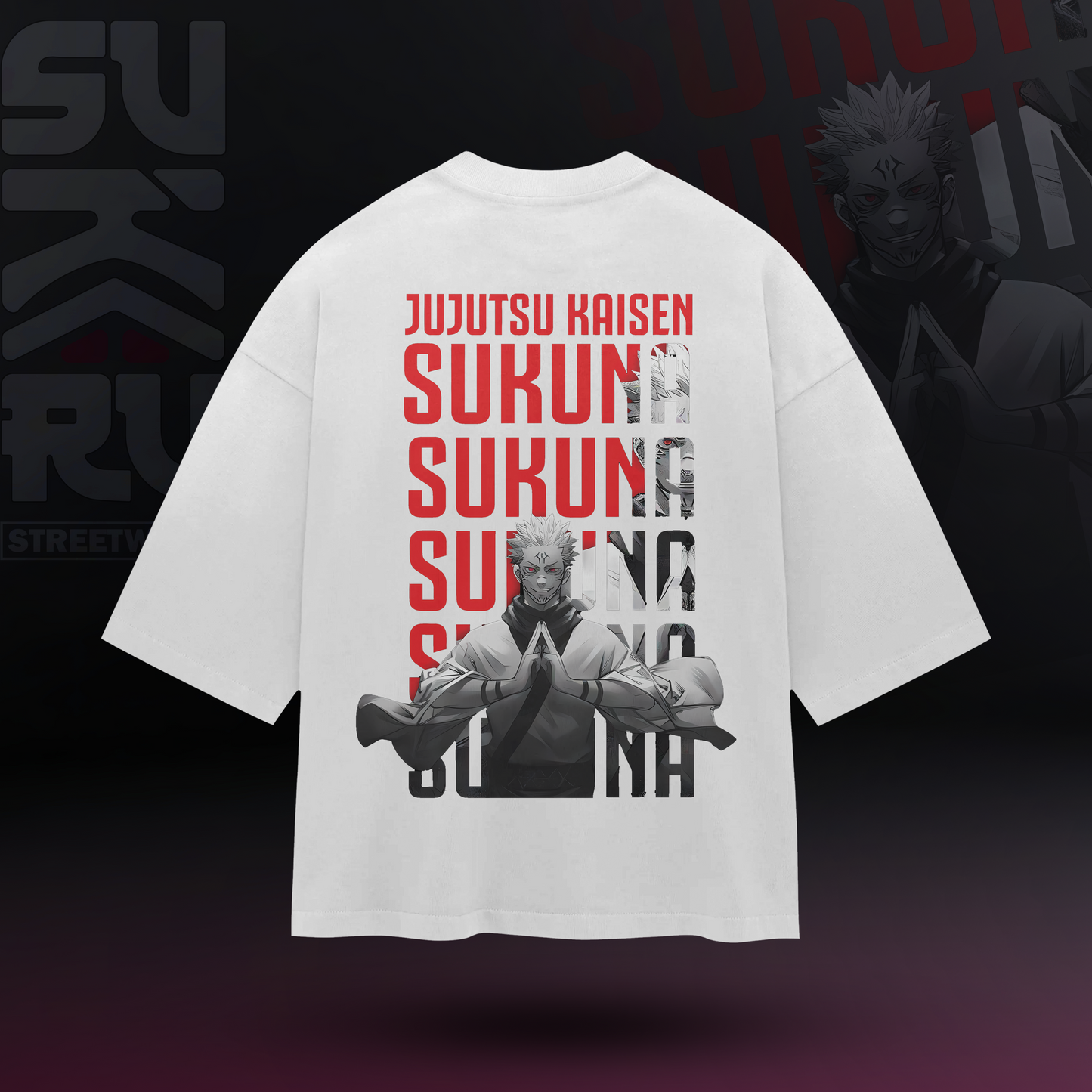 Ryomen Sukuna T-Shirt – Jujutsu Kaisen – Oversized Drop Shoulder Baggy Fit – Design 001