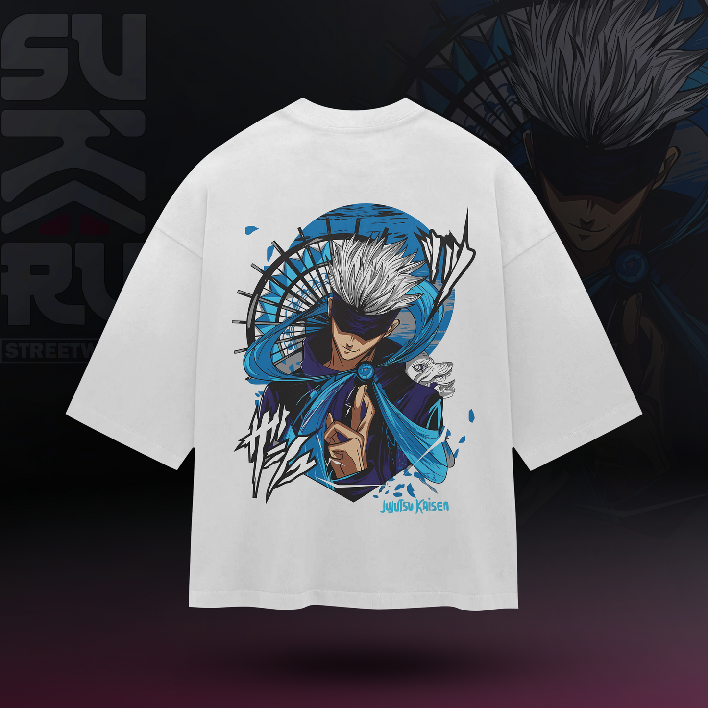 Gojo Satoru T-Shirt – Jujutsu Kaisen – Oversized Drop Shoulder Baggy Fit – Design 005