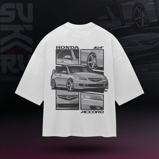 Honda Accord T-Shirt - Cars Culture - Oversized Drop Shoulder Baggy Fit - Design 001