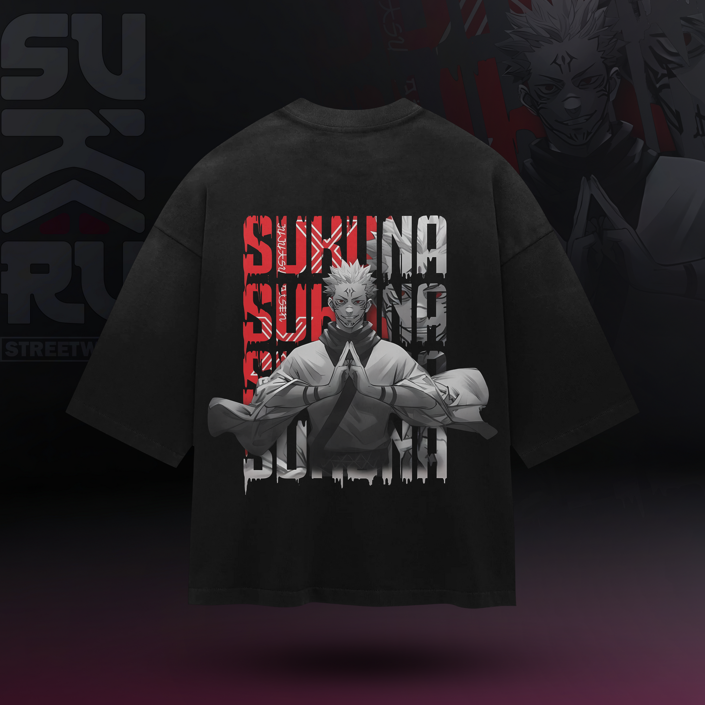 Ryomen Sukuna T-Shirt – Jujutsu Kaisen – Oversized Drop Shoulder Baggy Fit – Design 002