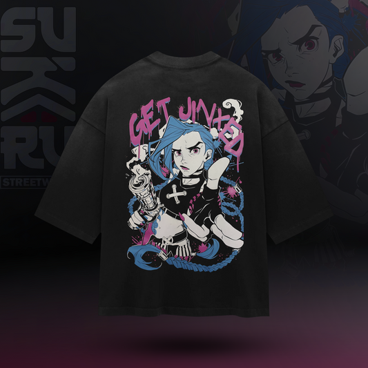 Jinx T-Shirt – Arcane – Oversized Drop Shoulder Baggy Fit – Design 001