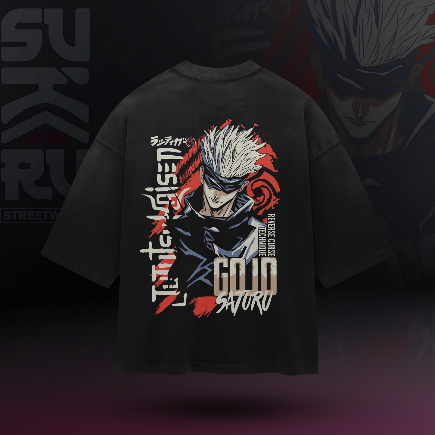 Gojo Satoru T-Shirt – Jujutsu Kaisen – Oversized Drop Shoulder Baggy Fit – Design 003