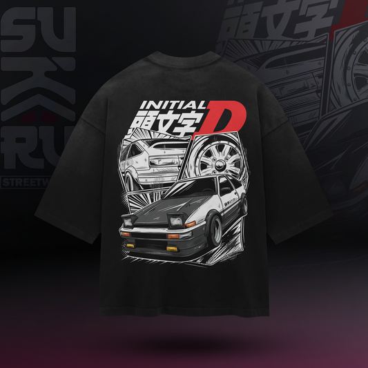 Initial D T-Shirt - Cars Culture - Oversized Drop Shoulder Baggy Fit - Design 001