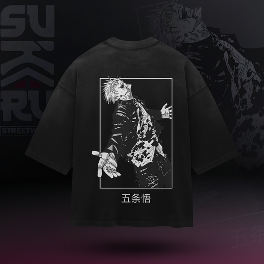 Gojo Satoru T-Shirt – Jujutsu Kaisen – Oversized Drop Shoulder Baggy Fit – Design 006