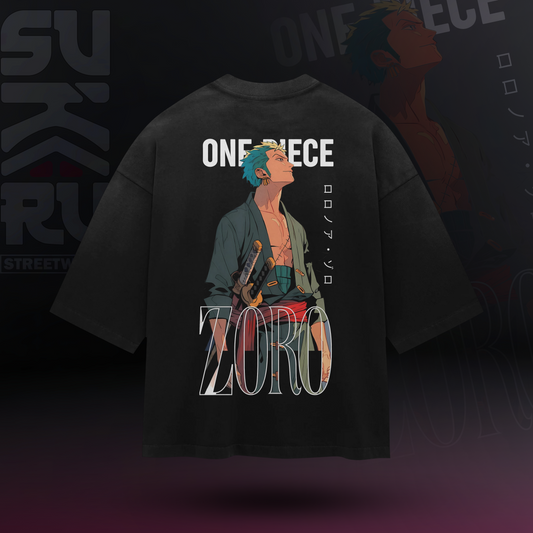 Zoro T-Shirt - One Piece - Oversized Drop Shoulder Baggy Fit - Design 001