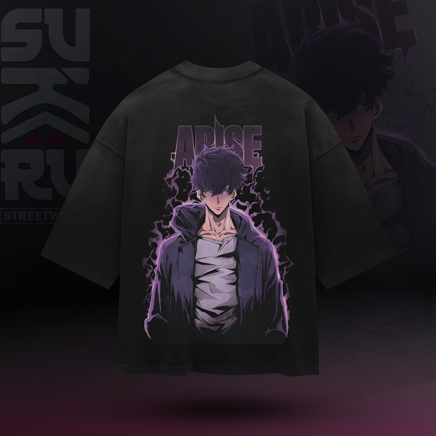 Sung Jinwoo T-Shirt - Solo Levelling Arise - Oversized Drop Shoulder Baggy Fit – Design 001