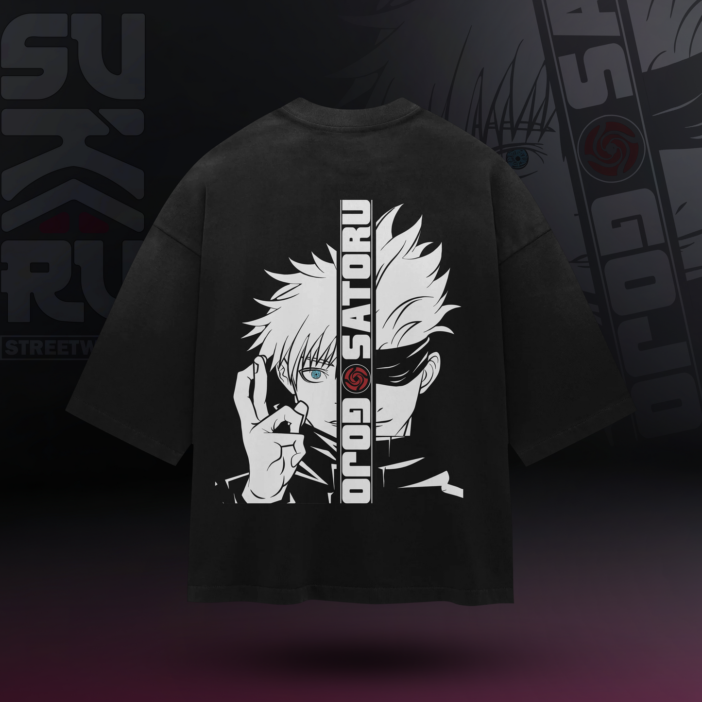 Gojo Satoru T-Shirt – Jujutsu Kaisen – Oversized Drop Shoulder Baggy Fit – Design 001