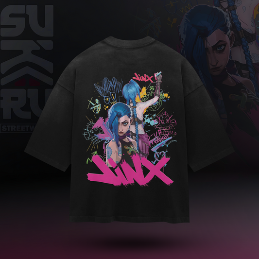 Jinx T-Shirt – Arcane – Oversized Drop Shoulder Baggy Fit – Design 002