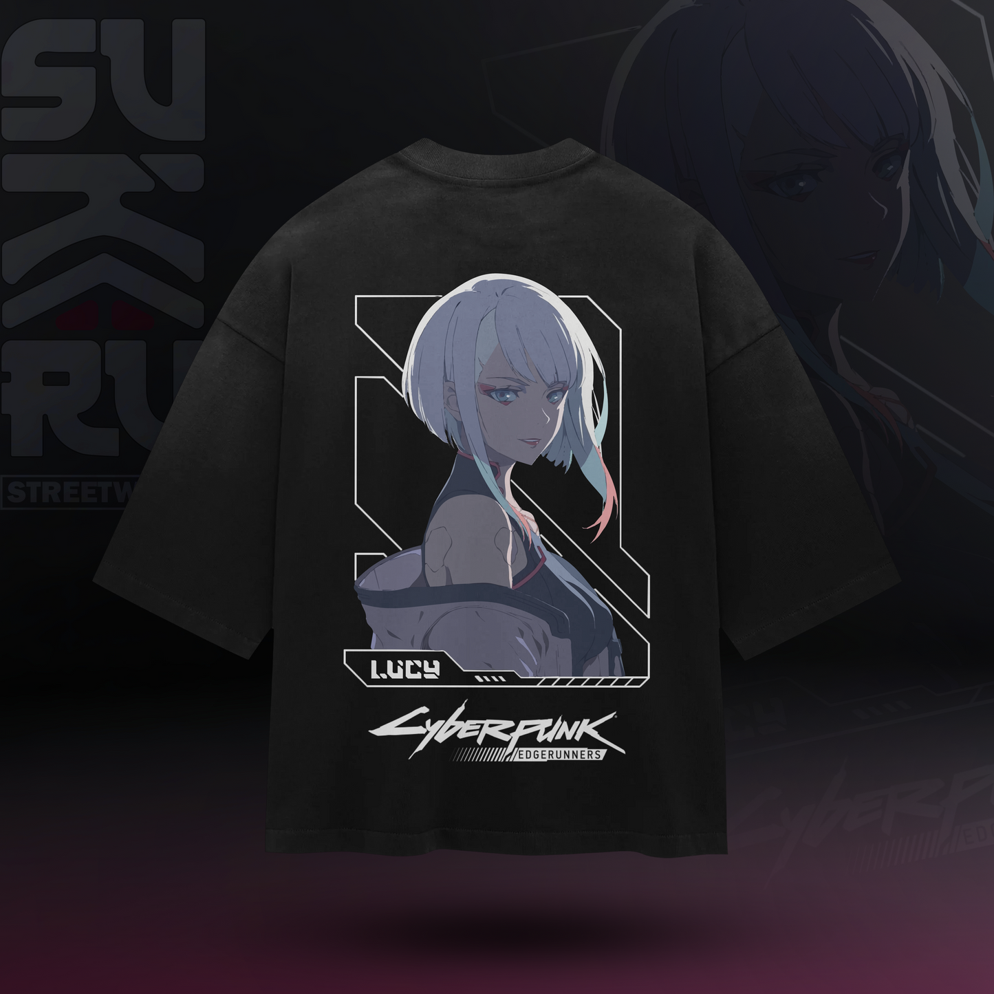 Lucy T-Shirt - Cyberpunk Edgerunners - Oversized Drop Shoulder Baggy Fit