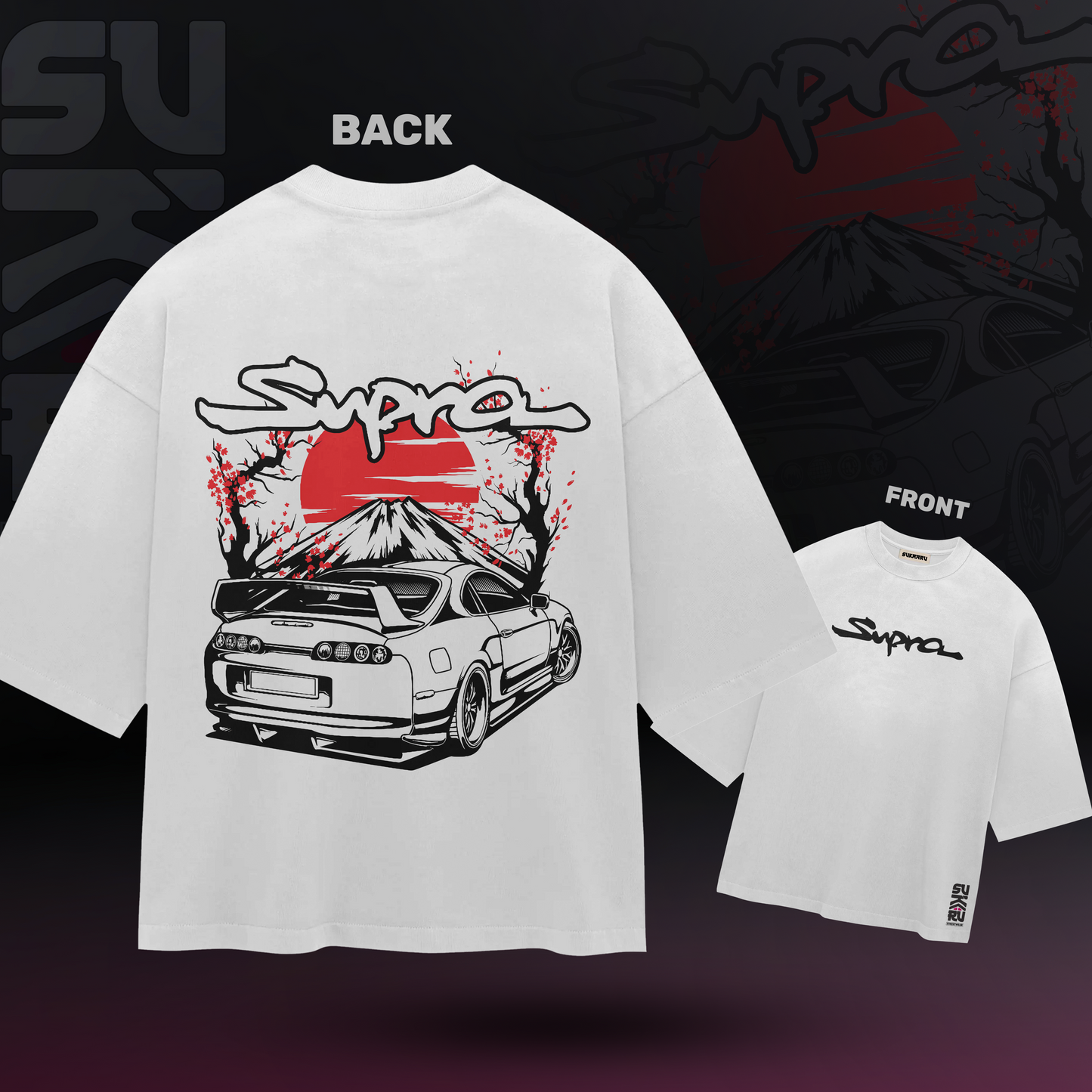 Supra MK4 T-Shirt - Cars Culture - Oversized Drop Shoulder Baggy Fit - Design 001