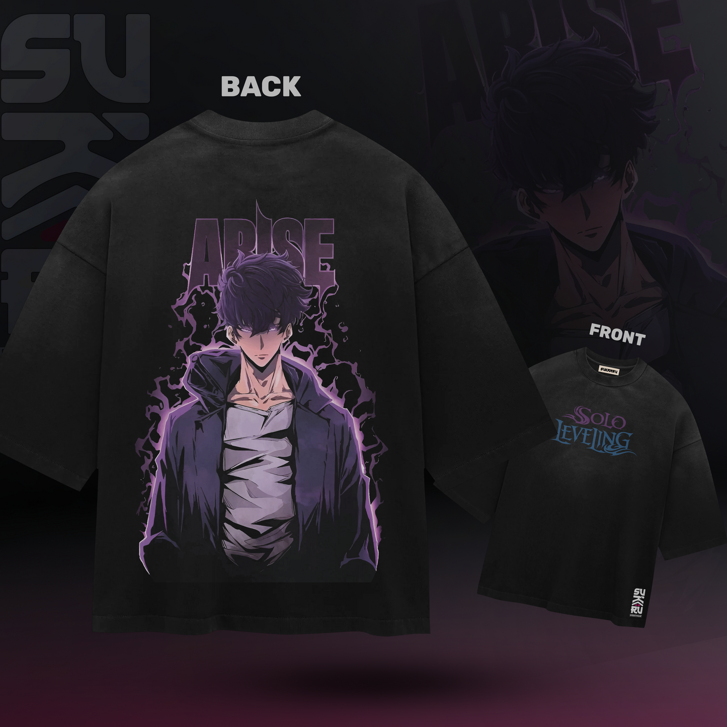 Sung Jinwoo T-Shirt - Solo Levelling Arise - Oversized Drop Shoulder Baggy Fit – Design 001