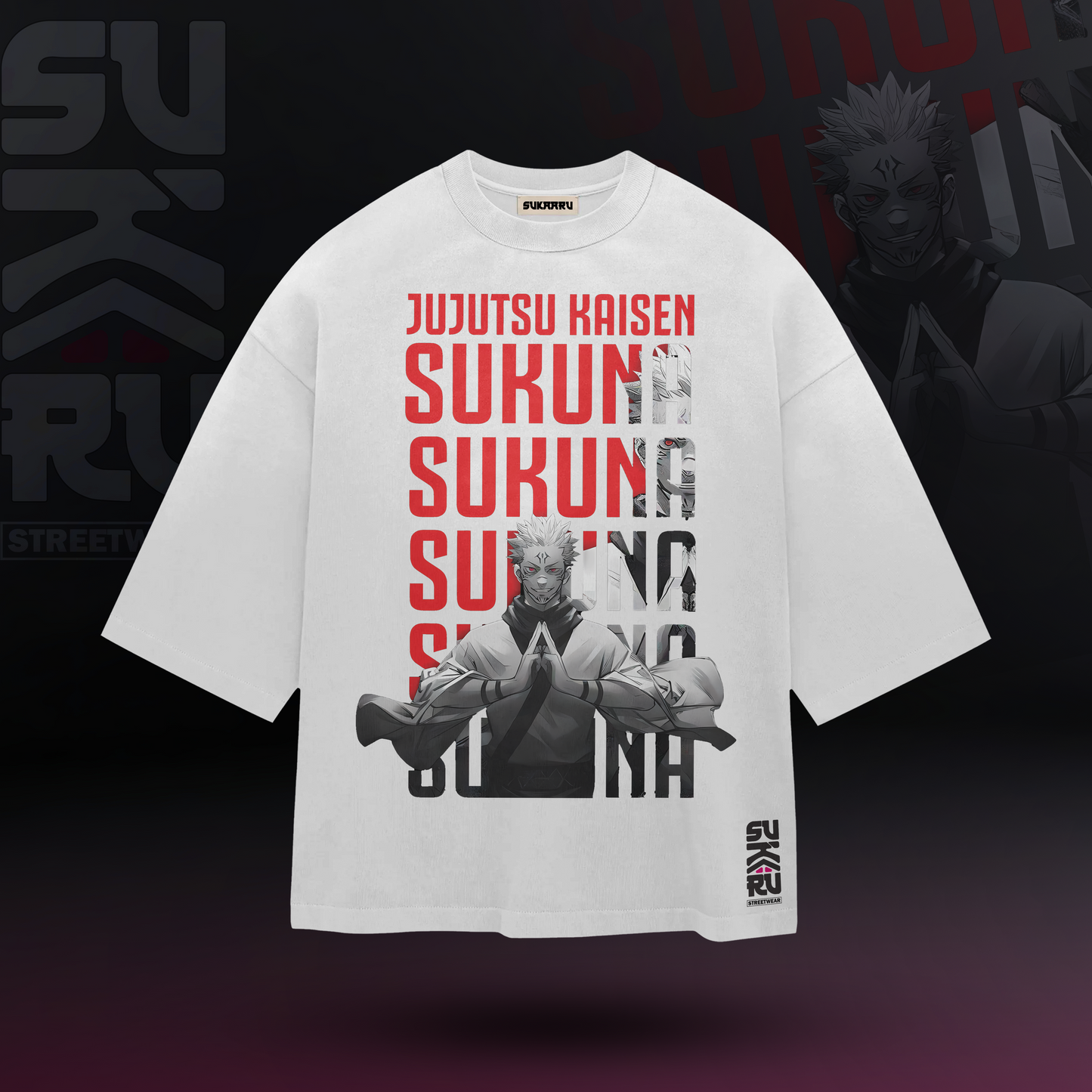 Ryomen Sukuna T-Shirt – Jujutsu Kaisen – Oversized Drop Shoulder Baggy Fit – Design 001