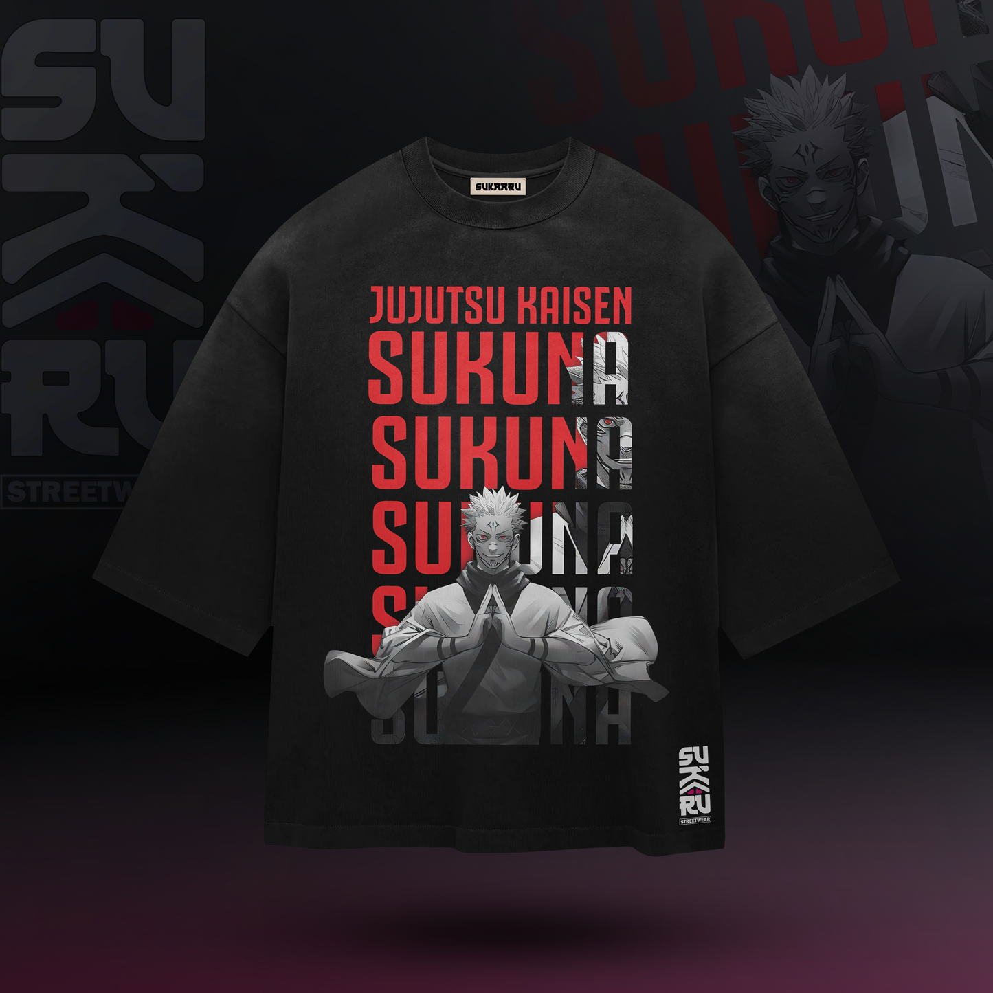Ryomen Sukuna T-Shirt – Jujutsu Kaisen – Oversized Drop Shoulder Baggy Fit – Design 001