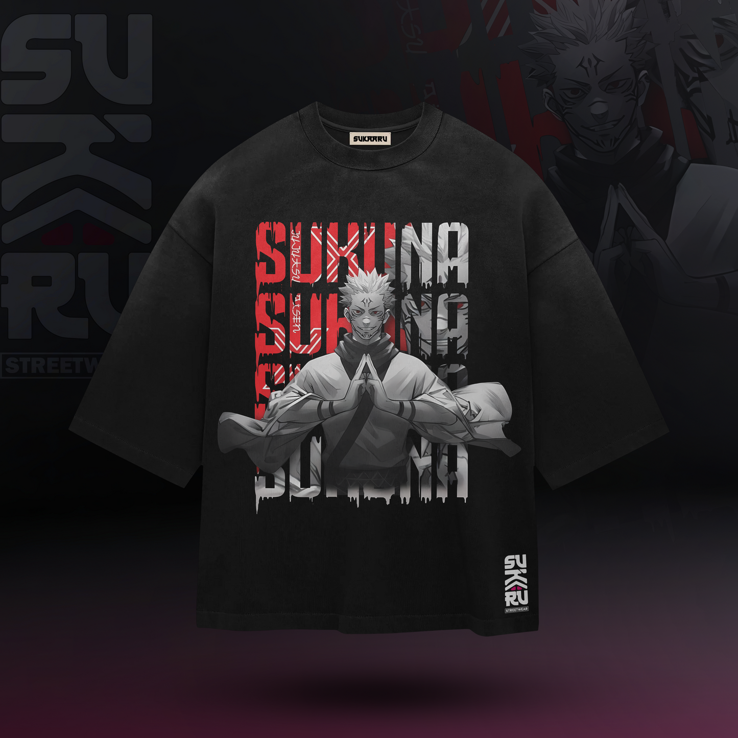 Ryomen Sukuna T-Shirt – Jujutsu Kaisen – Oversized Drop Shoulder Baggy Fit – Design 002