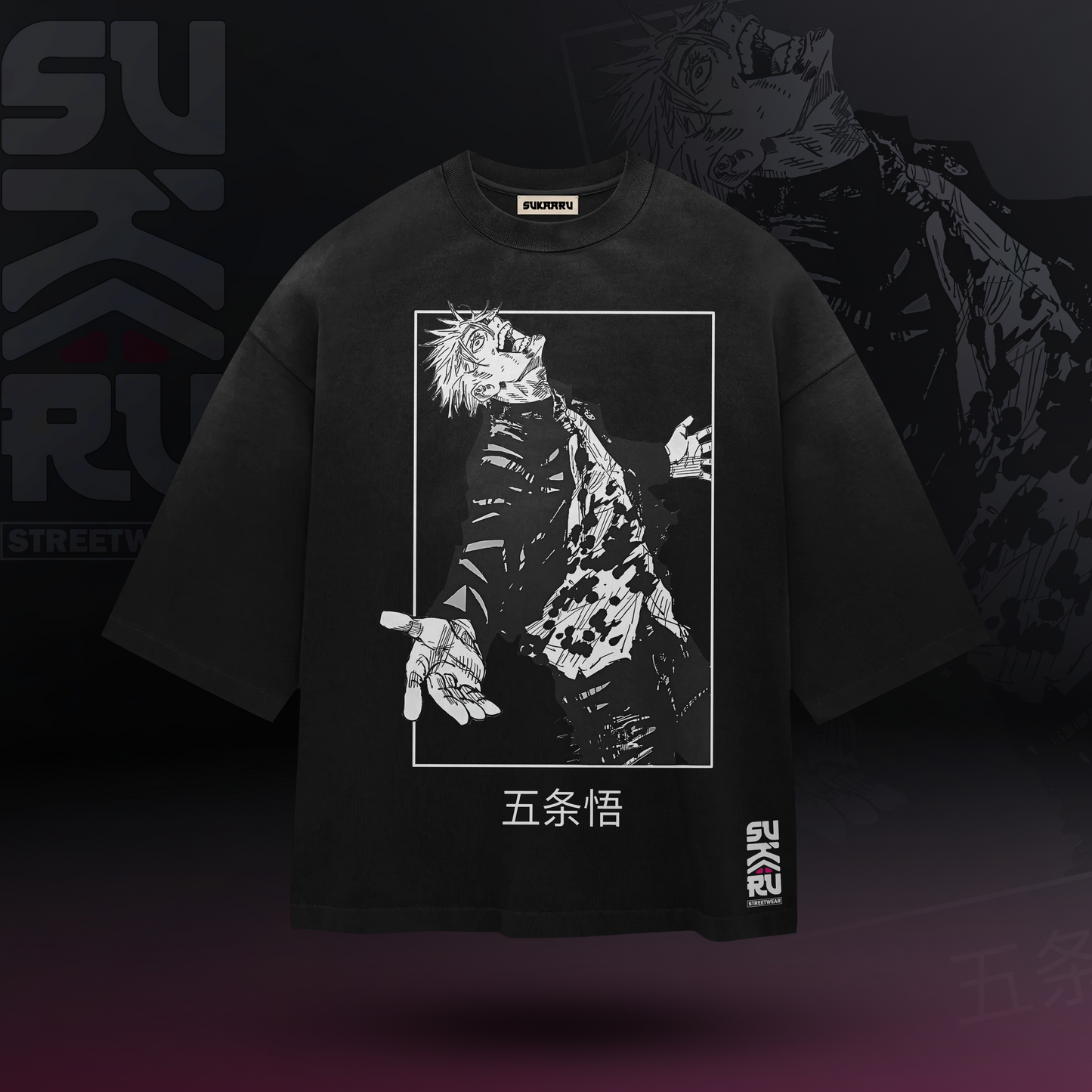 Gojo Satoru T-Shirt – Jujutsu Kaisen – Oversized Drop Shoulder Baggy Fit – Design 006