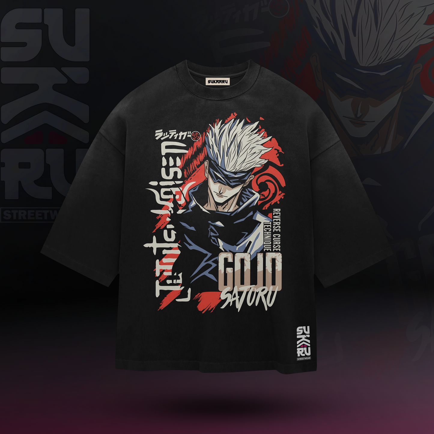 Gojo Satoru T-Shirt – Jujutsu Kaisen – Oversized Drop Shoulder Baggy Fit – Design 003