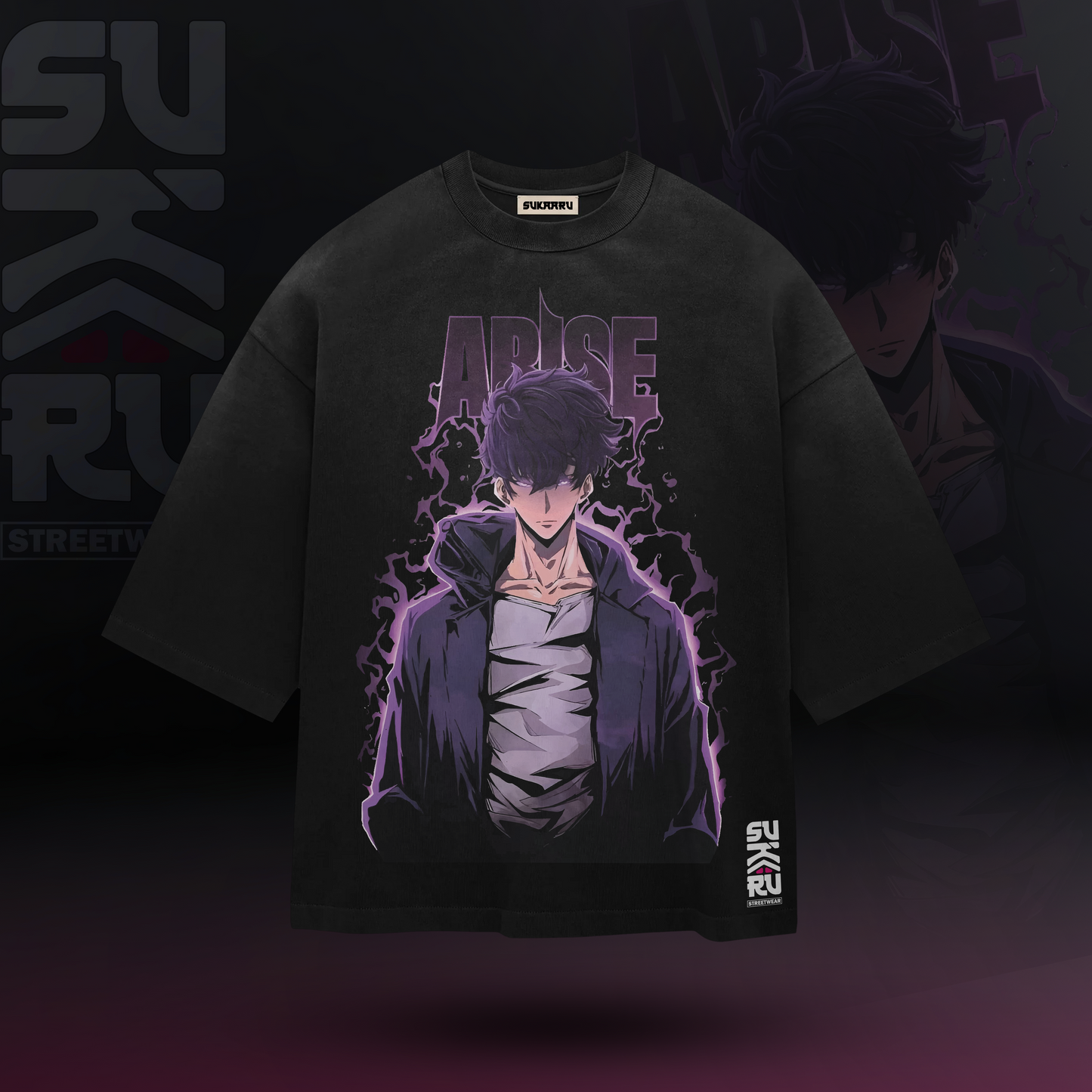 Sung Jinwoo T-Shirt - Solo Levelling Arise - Oversized Drop Shoulder Baggy Fit – Design 001