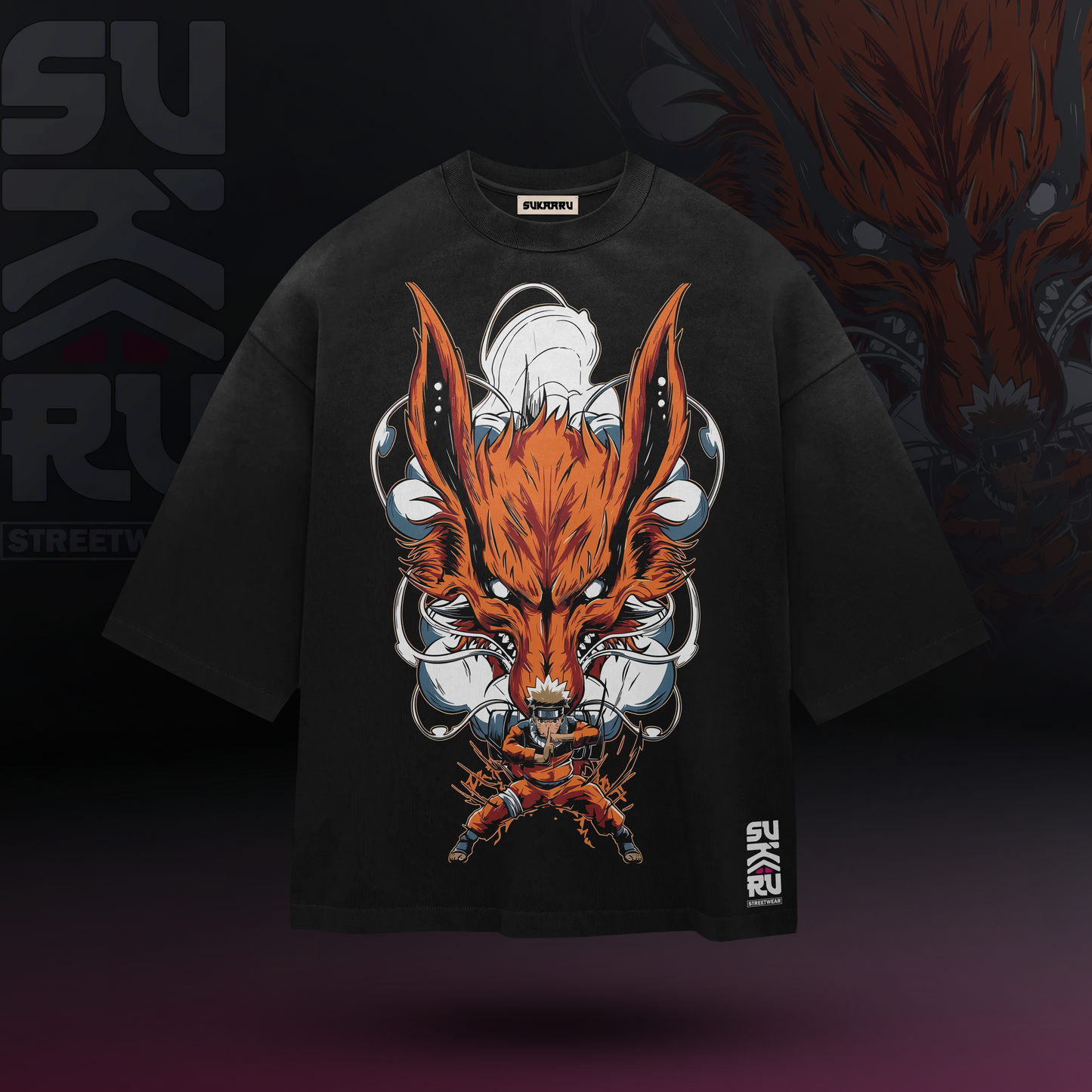 Naruto Uzumaki T-Shirt – Naruto – Oversized Drop Shoulder Baggy Fit – Design 001