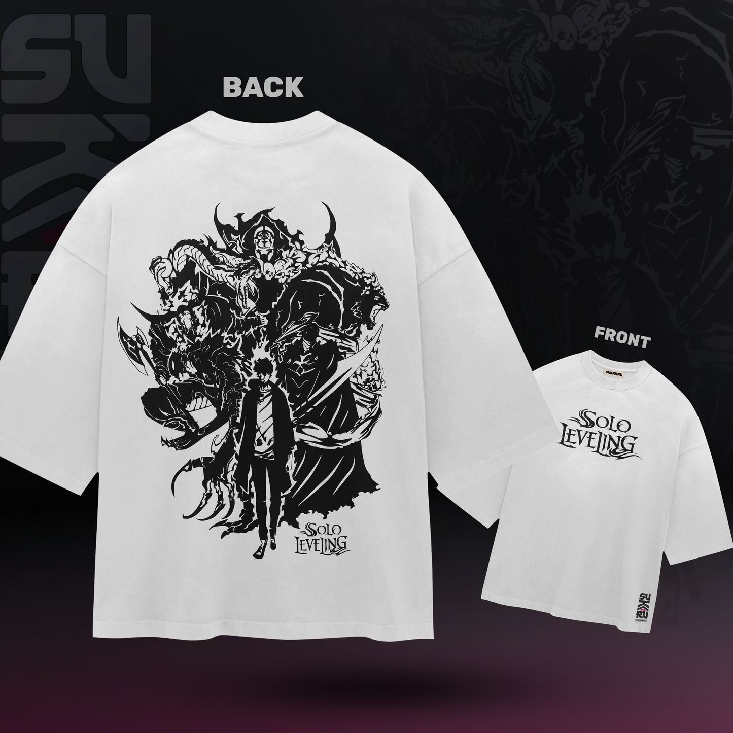 Sung Jinwoo T-Shirt - Solo Levelling Arise - Oversized Drop Shoulder Baggy Fit – Design 002