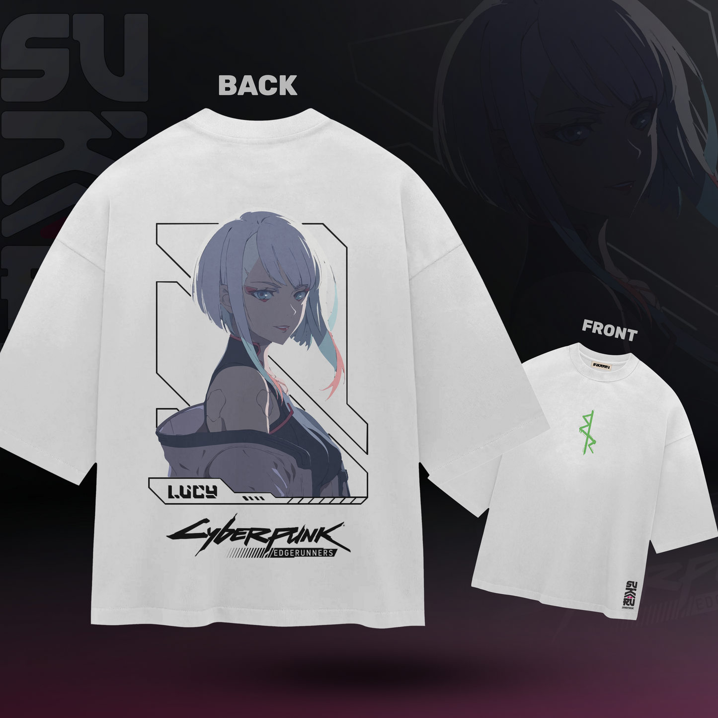 Lucy T-Shirt - Cyberpunk Edgerunners - Oversized Drop Shoulder Baggy Fit