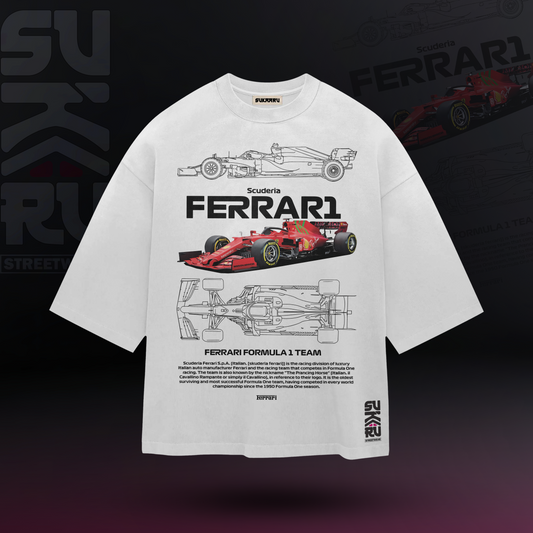 F1 T-Shirt - Cars Culture - Oversized Drop Shoulder Baggy Fit - Design 001